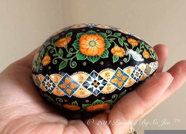 Peach Floral Ukrainian Easter Egg Pysanky By So Jeo